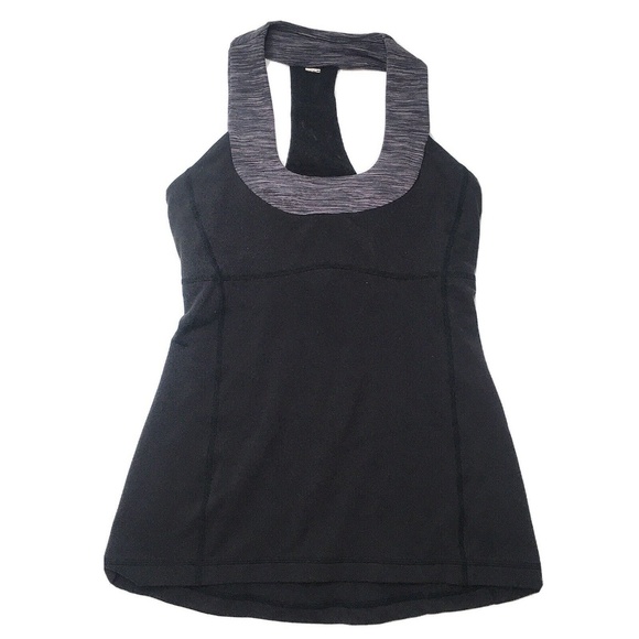 lululemon athletica Tops - Lululemon Deep Breath Tank Black Built In Bra Athletic Top